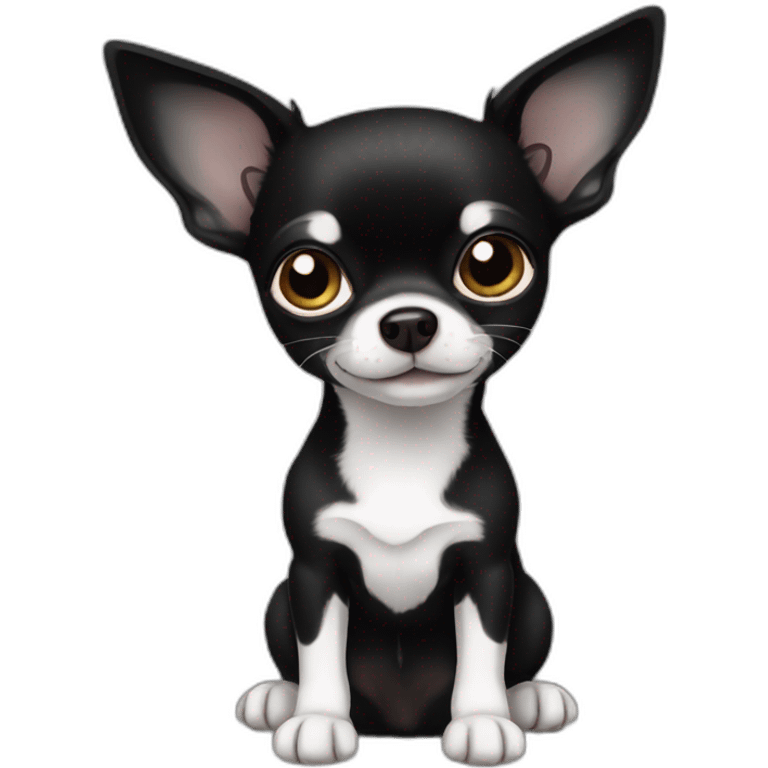 Black Chihuahua whit white emoji