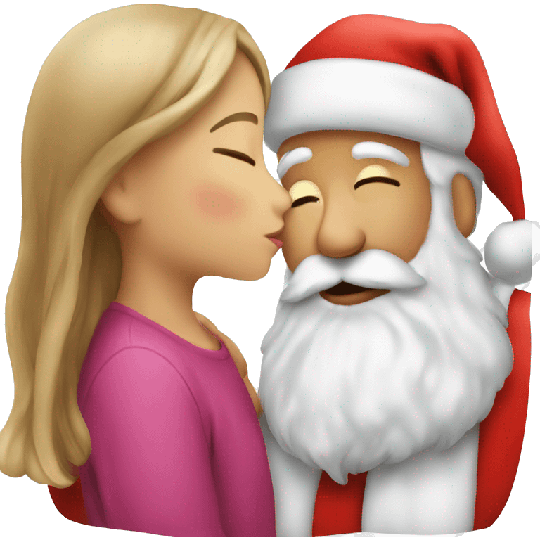 Little girl kissing Santa emoji