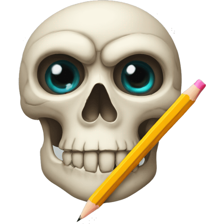 Skull with three eyes and a pencil emoji