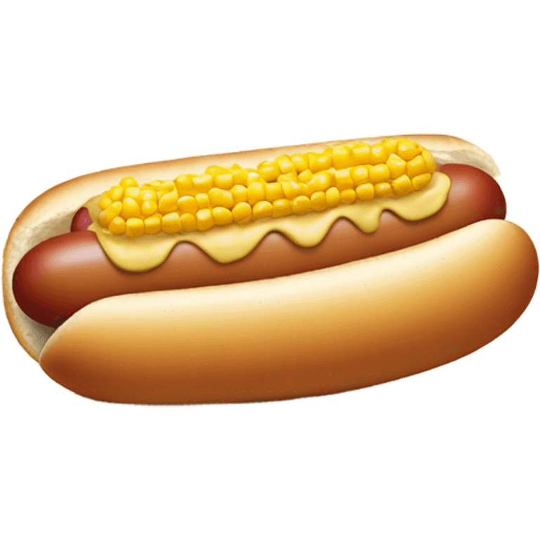 A hot dog with corn dip emoji