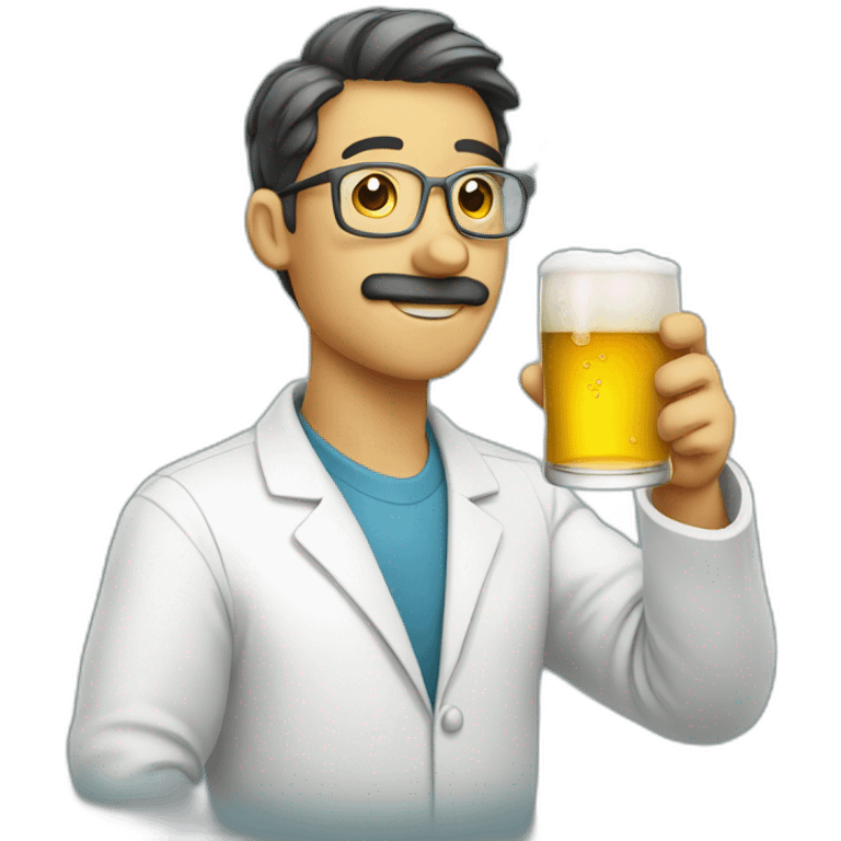 Chemist drinking beer emoji