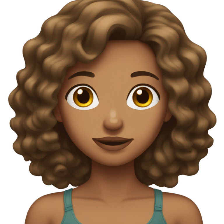 tan girl with brunette wavy hair emoji