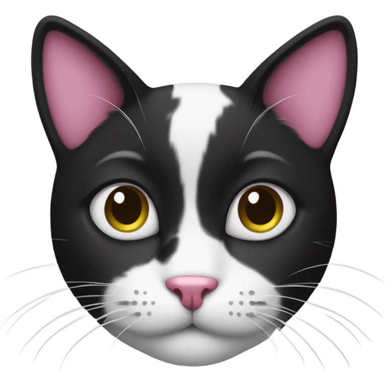 Black and white cat with pink nose emoji