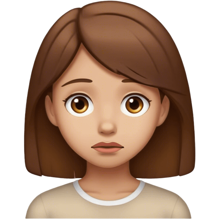 Brown hair, embarrassed, girl emoji