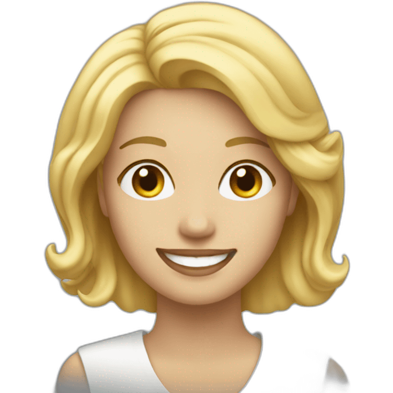 A smiling woman with blonde hair plays the piano emoji