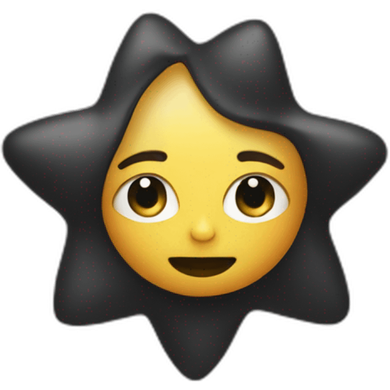 A genderless spacey black star emoji with just a head and body emoji