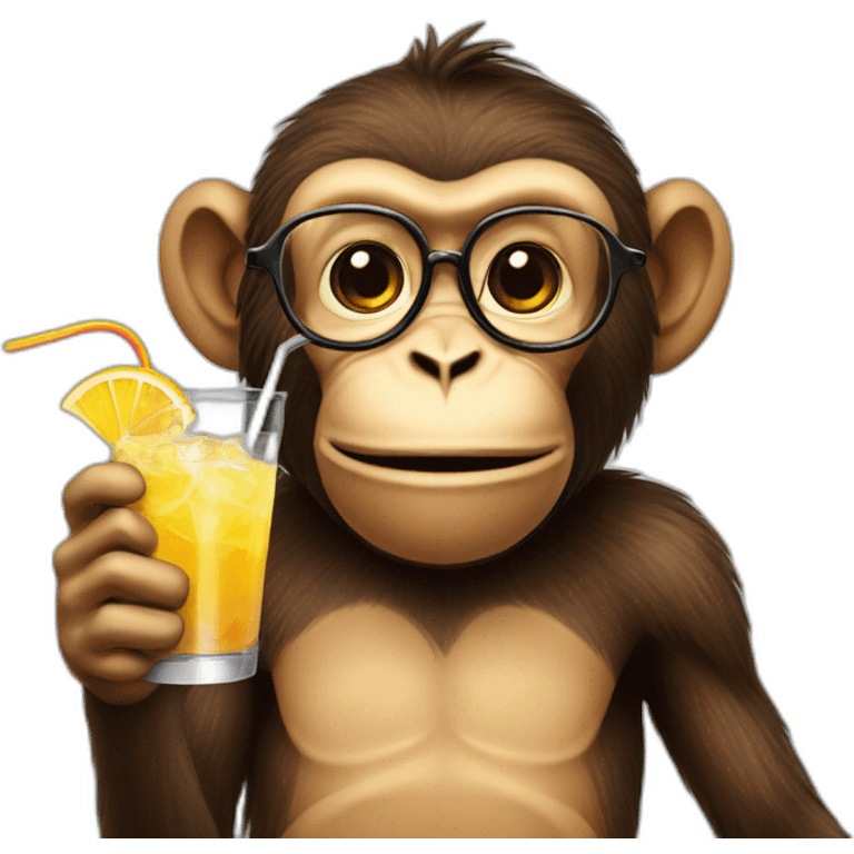 A cool monkey drinking a cocktail  emoji