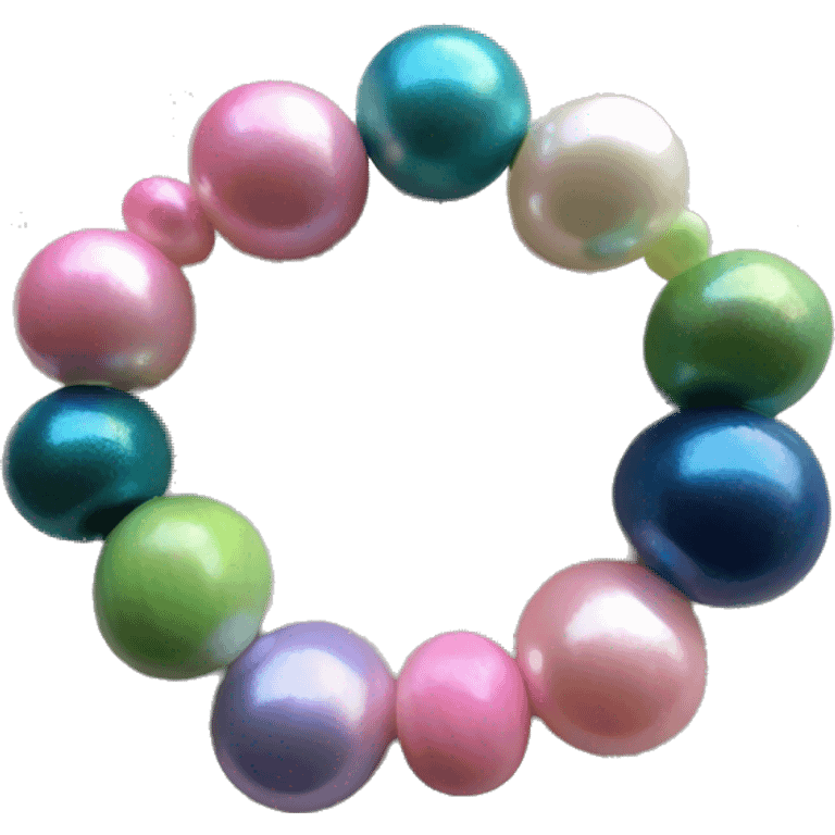 an assortment of colourful beads, pink, pearl, green, blue only 4 beads. make them cute and girly please emoji