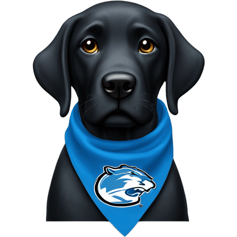 Large Black Lab dog in a Detroit Lions bandana  emoji