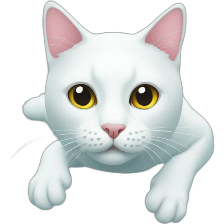 white cat swimming emoji