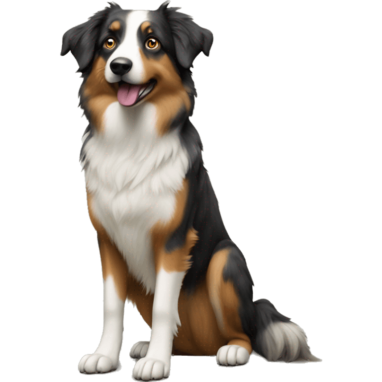 Aussie Shepherd standing on a frog emoji