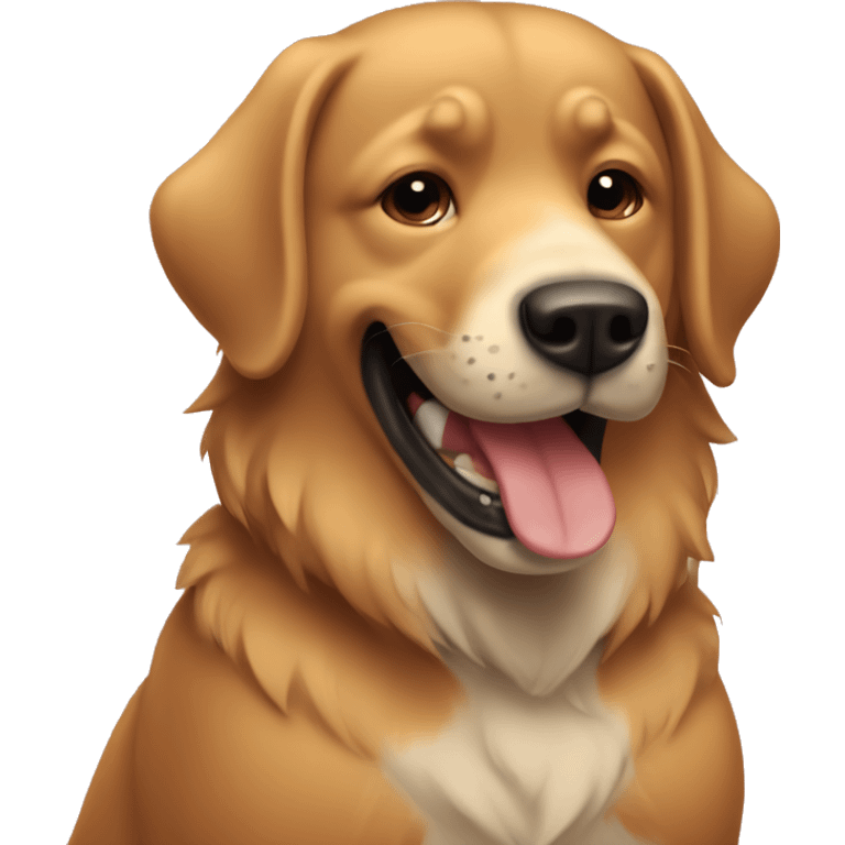 Perro con pelaje atigrado, de pelo corto y sonriendo emoji