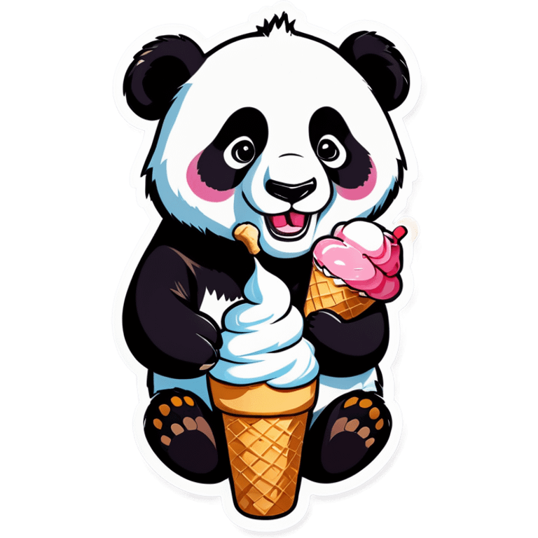 Panda eating ice cream emoji