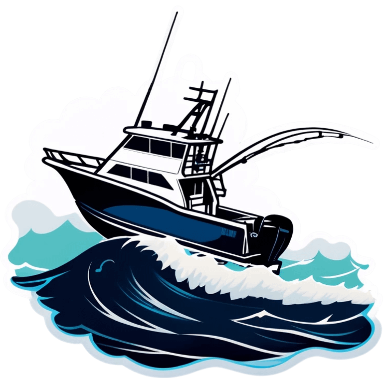 sport fishing boat over wave emoji