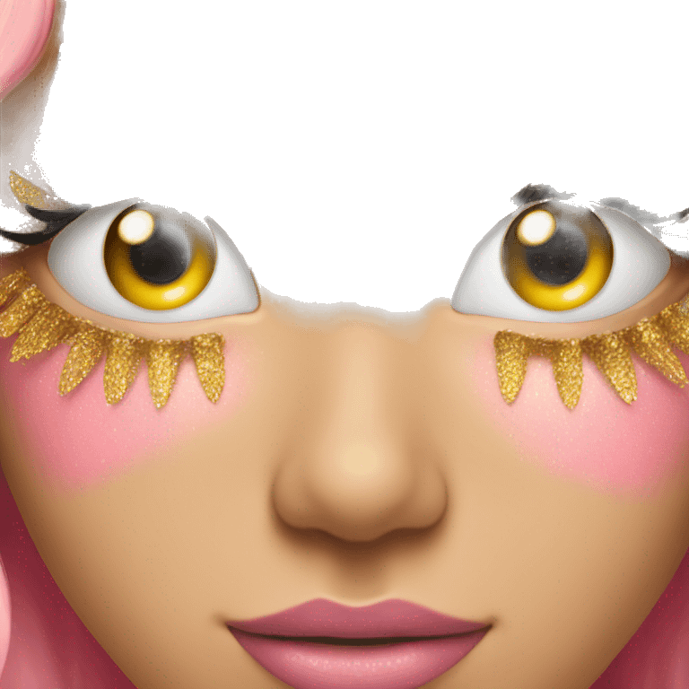 pink and gold eyelashes emoji