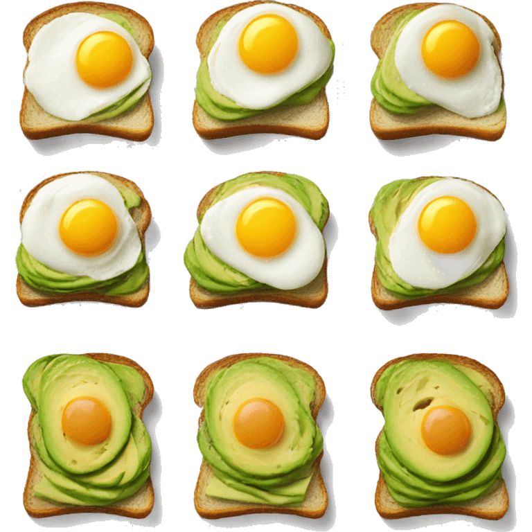 One Avocado toast with one egg emoji