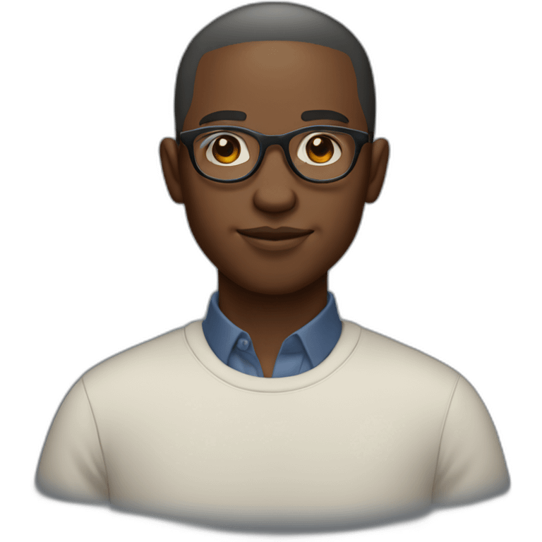 Lights skin African man with short hair in round glasses and a noticeable goatte emoji