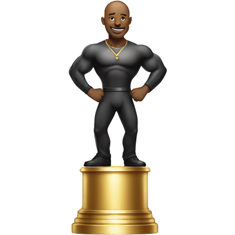 Bald black man on trophy  emoji