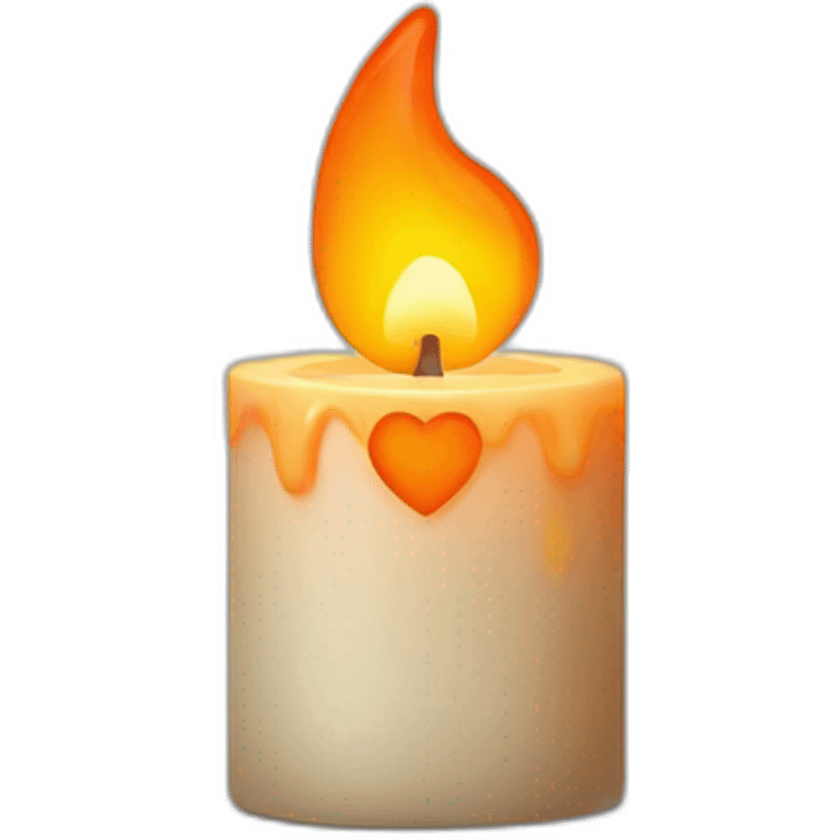 candle with an orange heart in place of the flame emoji