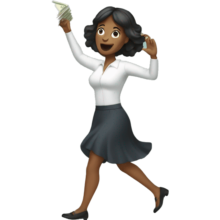 A woman throwing money emoji