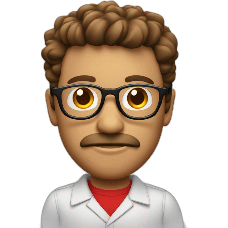 Hombre gordo con canas con gafas y un polo rojo emoji