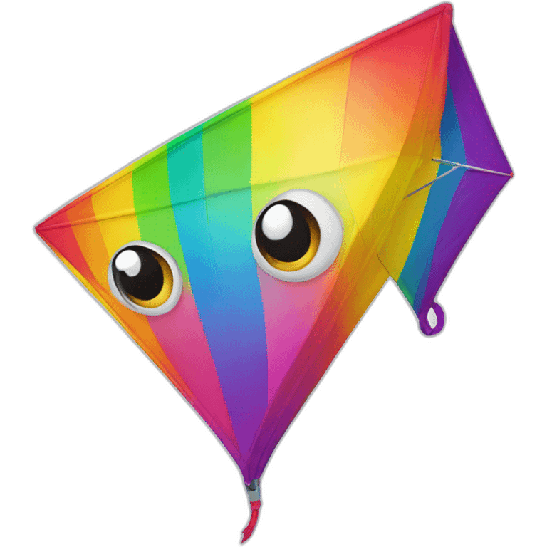   Rainbow kite with eyes and mouth and smile emoji