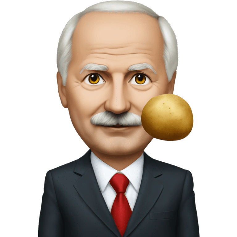 Photorealistic Belarus president Lukashenko with potato in right hand emoji