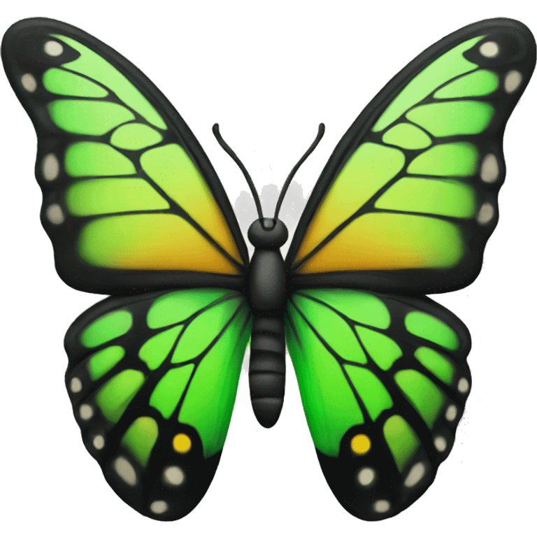 Butterfly has a different color of the wings the left is black and the right is green emoji