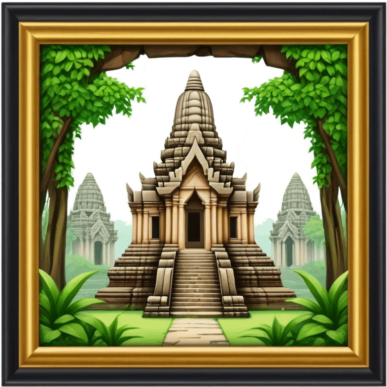 Cinematic Realistic Ayutthaya Ruins Landmark Emoji, depicted with ancient temple ruins amid lush greenery rendered with dramatic textures and nostalgic, warm lighting. emoji