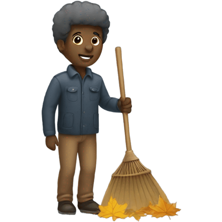 black person raking leaves emoji