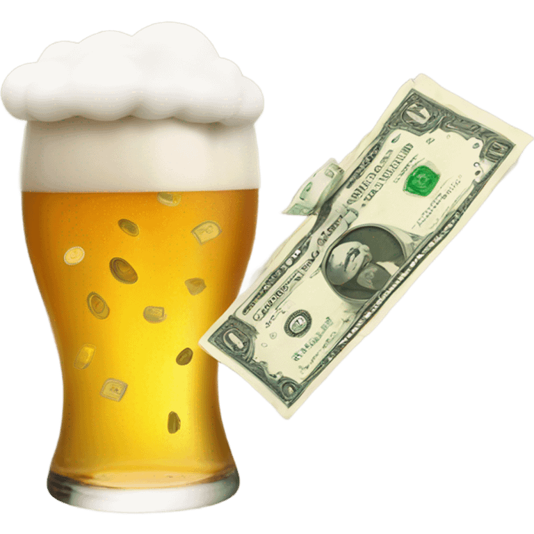 Beer flying away with money emoji