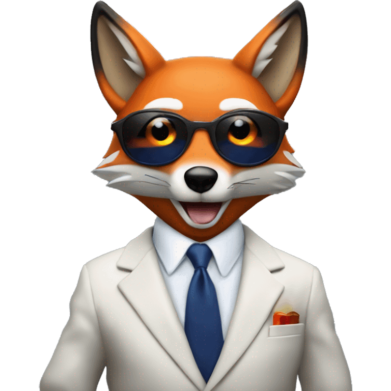 Fire Dark blue fox in a suit with a cigar and a martini glass emoji