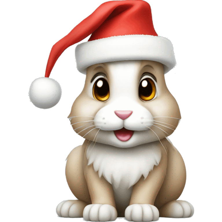 Rabbit with a Christmas hat emoji