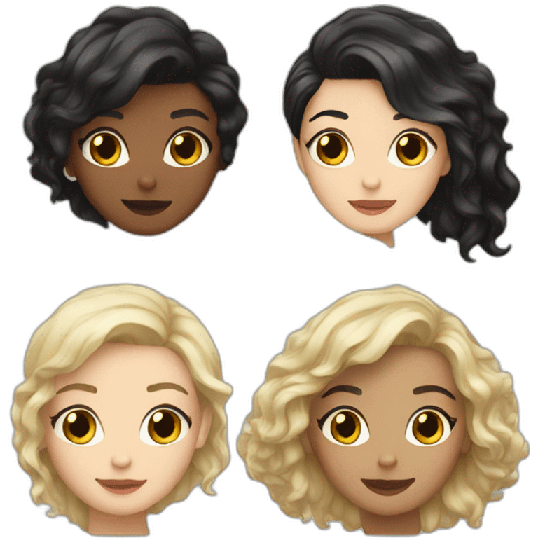 3 girls a blond, a brunette and one with short black hair emoji