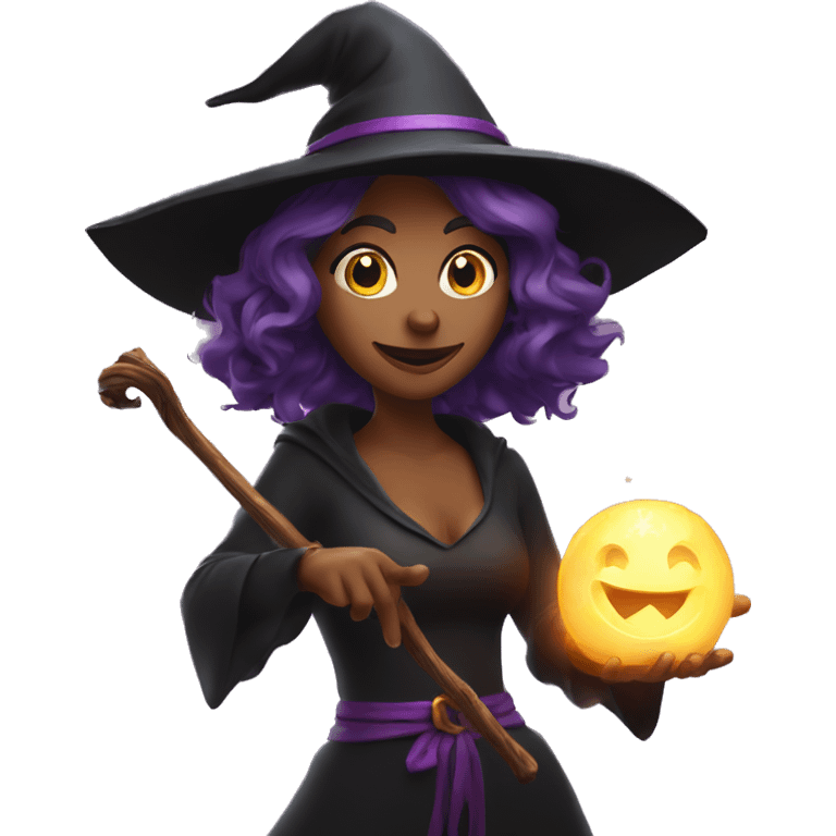 witch casting spell with a Magic wand emoji