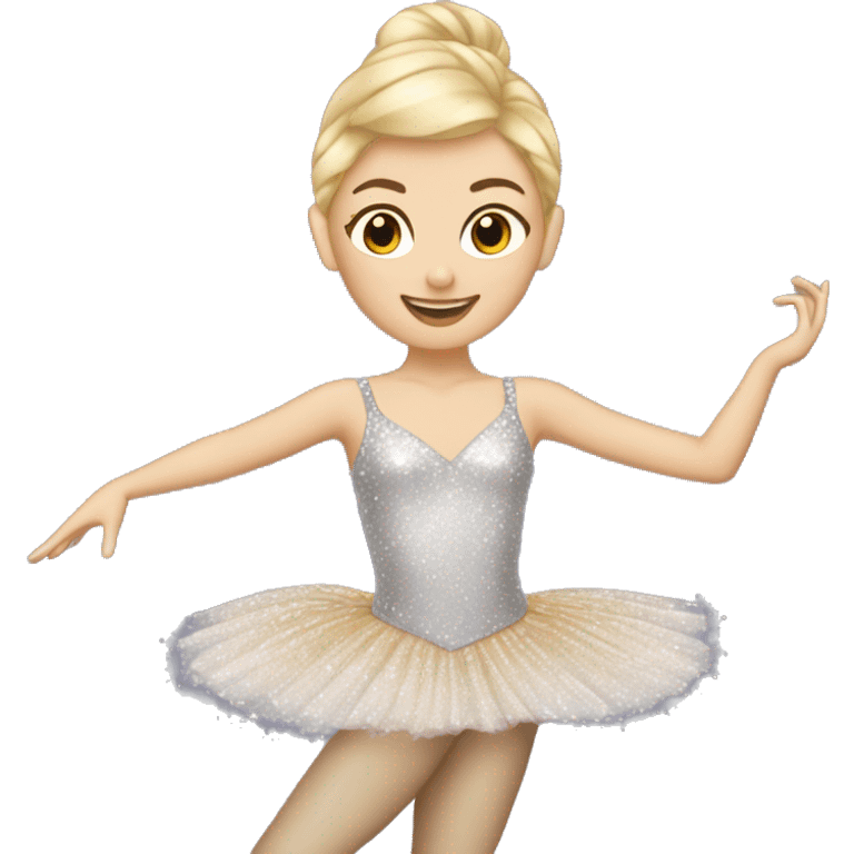 Blonde ballerina in a sparkly winter dance costume emoji