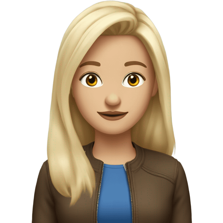 brune clair meche blonde cheveux aux epaules yeux bleus  emoji