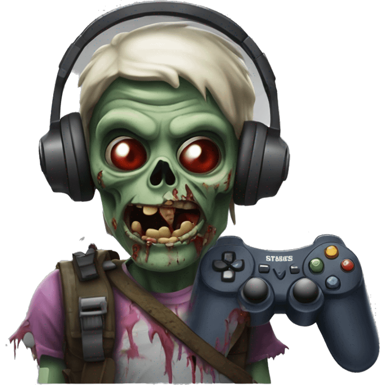 Zombie avec manette et casque gaming emoji