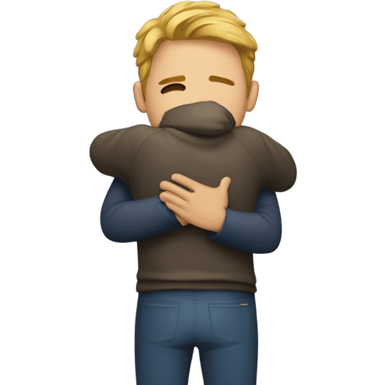 a guy hugs the A emoji