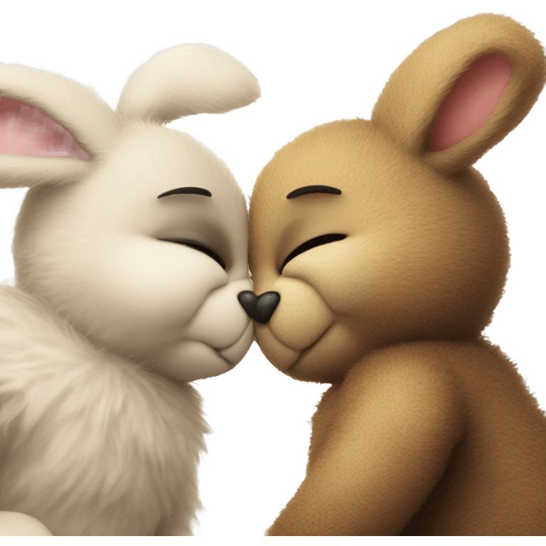 bunny and teddy bear kissing emoji