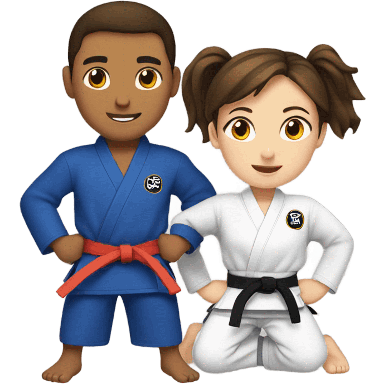 Girl and brunette boy doing Jiu jitsu  emoji