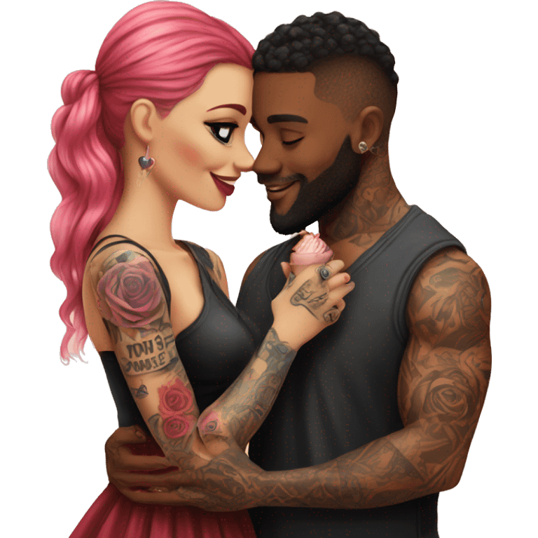 Romantic carnival date for beautiful tattooed couple emoji