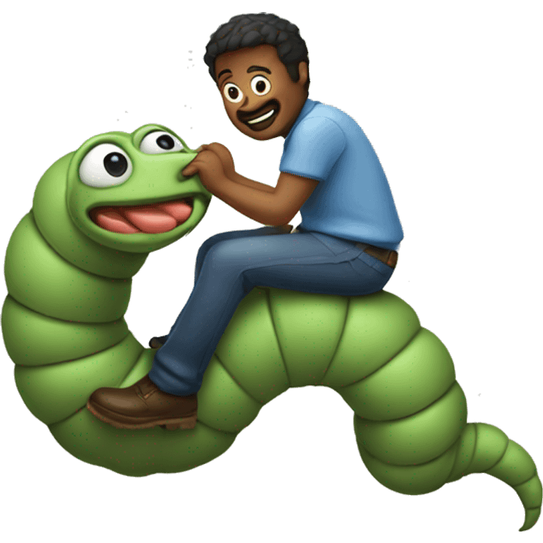 Man riding a worm  emoji