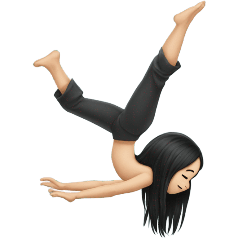 happy girl with long black hair handstand emoji