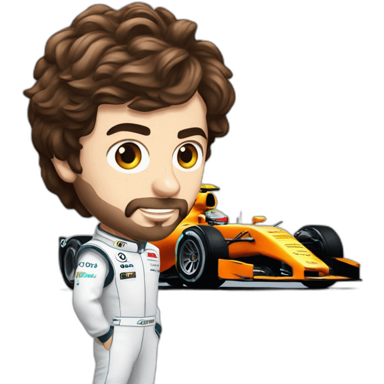 fernando alonso con su formula 1 aston martin emoji