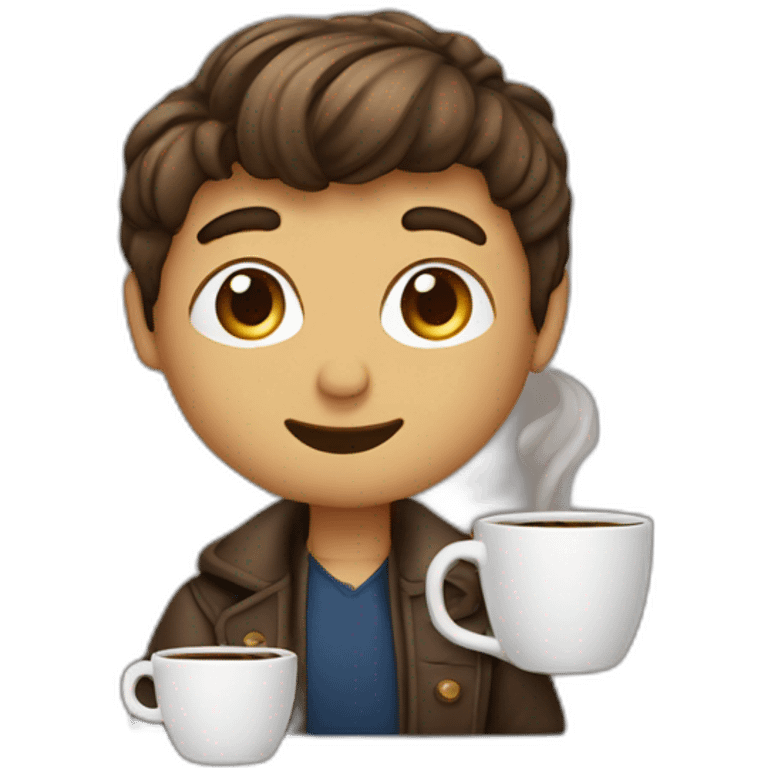 Rome boy sippong coffee emoji