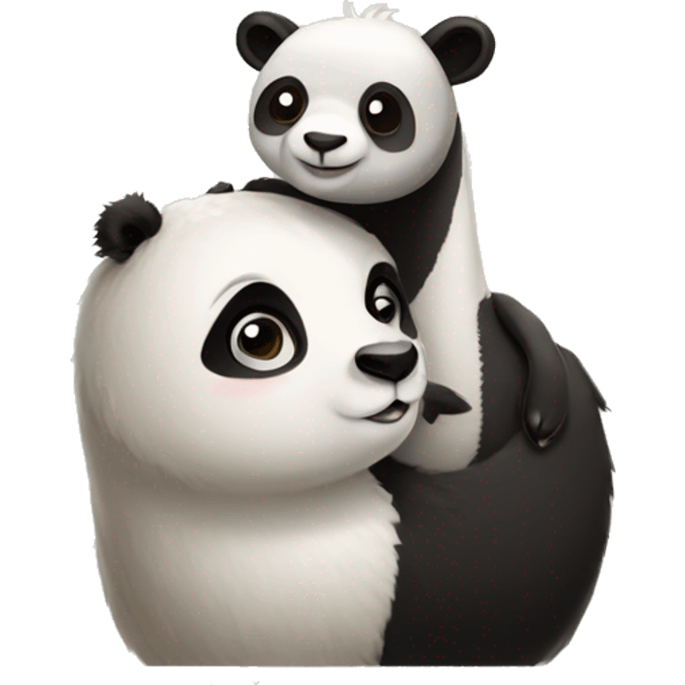 Panda and female llama hugging   emoji