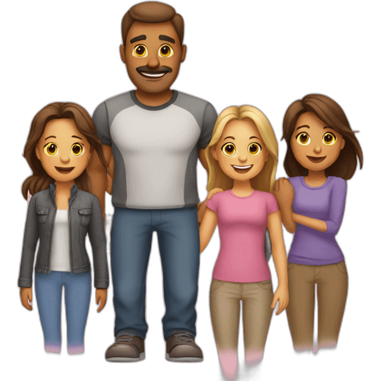 Family-with-father-mother-2 daughters-and-bulldog-Frances emoji