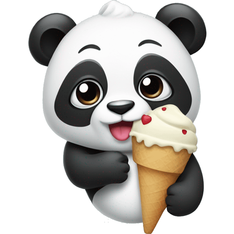 Panda with ice cream emoji