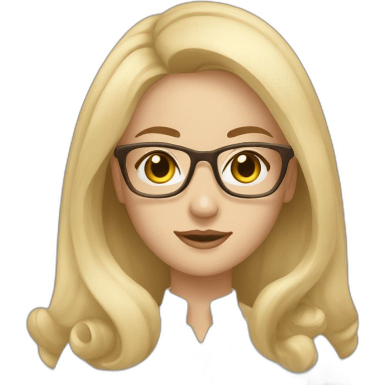 Woman teacher blonde straight hair brown glasses blue eyes books emoji